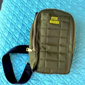 Army Green and lime green crossbody backpack.